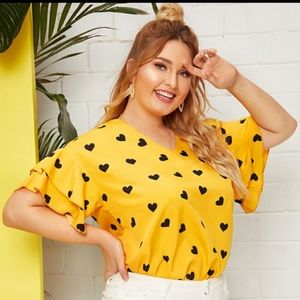 Shein ruffle cuff heart shirt